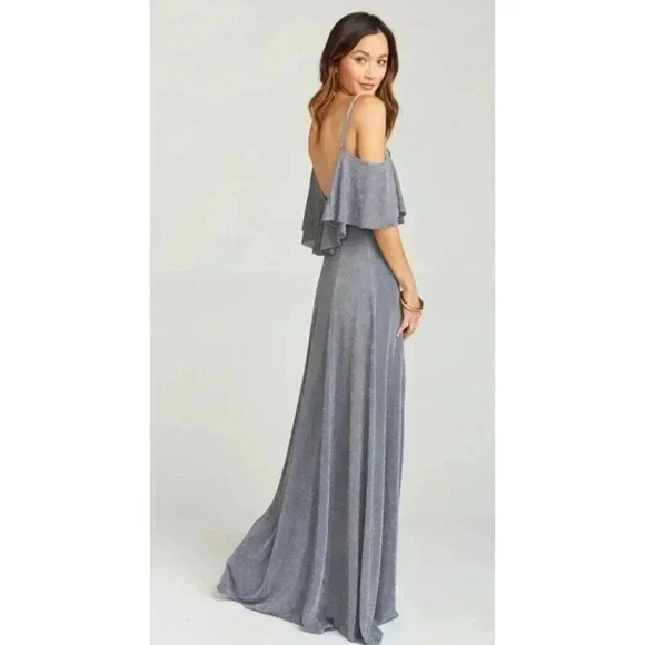 SHOW ME YOUR MUMU Renee Ruffle Maxi Dress ~ Dancing Queen Shine Smoke - Small - Picture 3 of 6